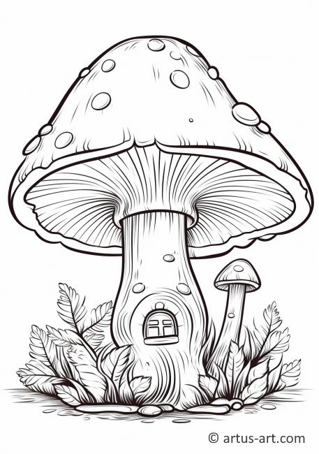 Pagina da colorare con funghi fantastici